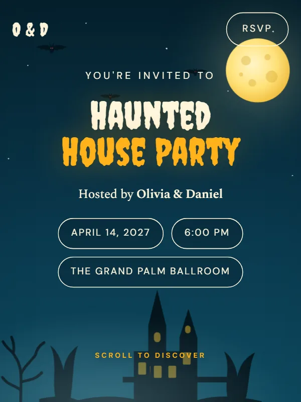 Haunted Hill Halloween invitation template preview