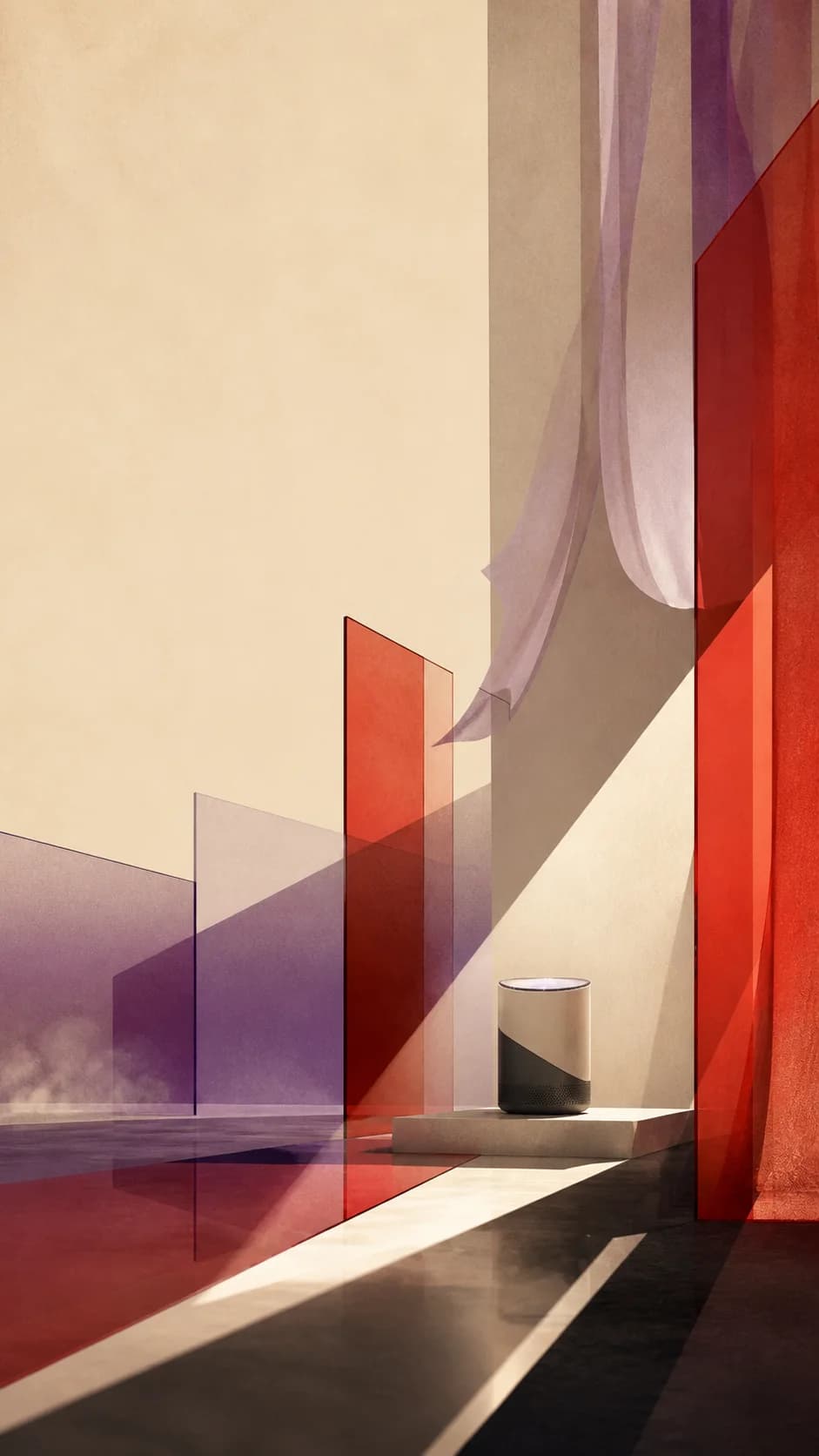 Light passing through a modern architectural installation