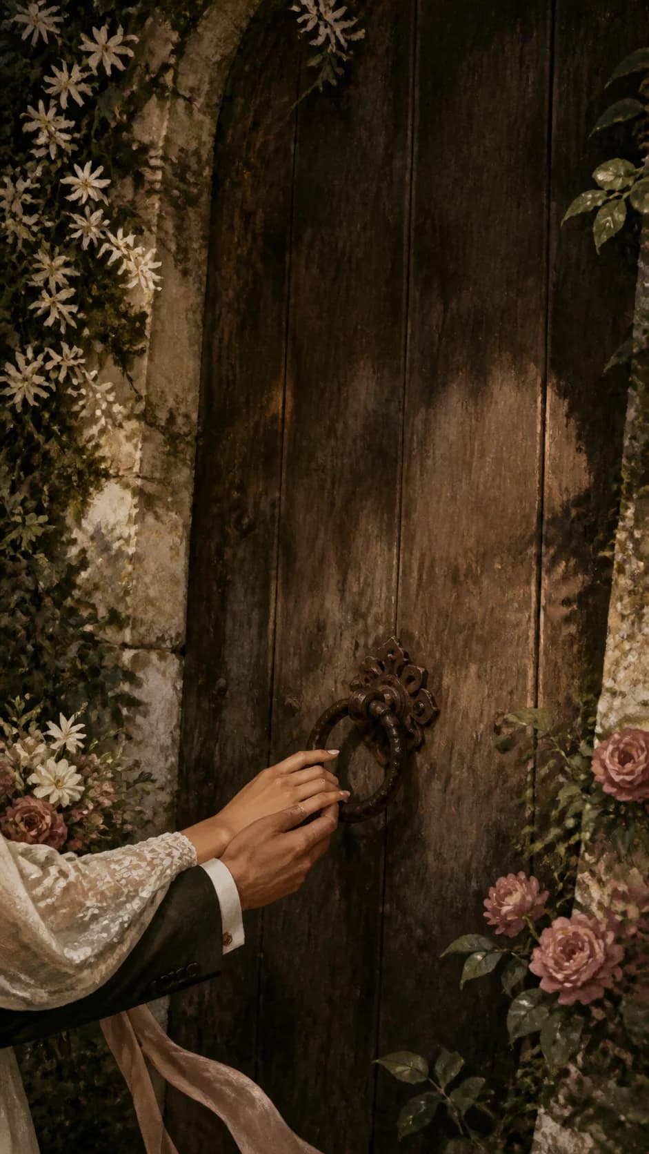 Garden doorway leading to the celebration